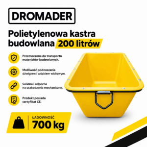 Kastra budowlana DROMADER 200 l – żółta kastra polietylenowa