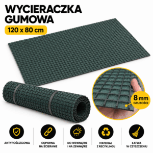 Wycieraczka gumowa 120 × 80 cm 8 mm antypoślizgowa mata gumowa do domu garażu warsztatu