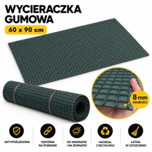 Wycieraczka gumowa 60 × 90 cm 8 mm antypoślizgowa mata gumowa do domu garażu warsztatu